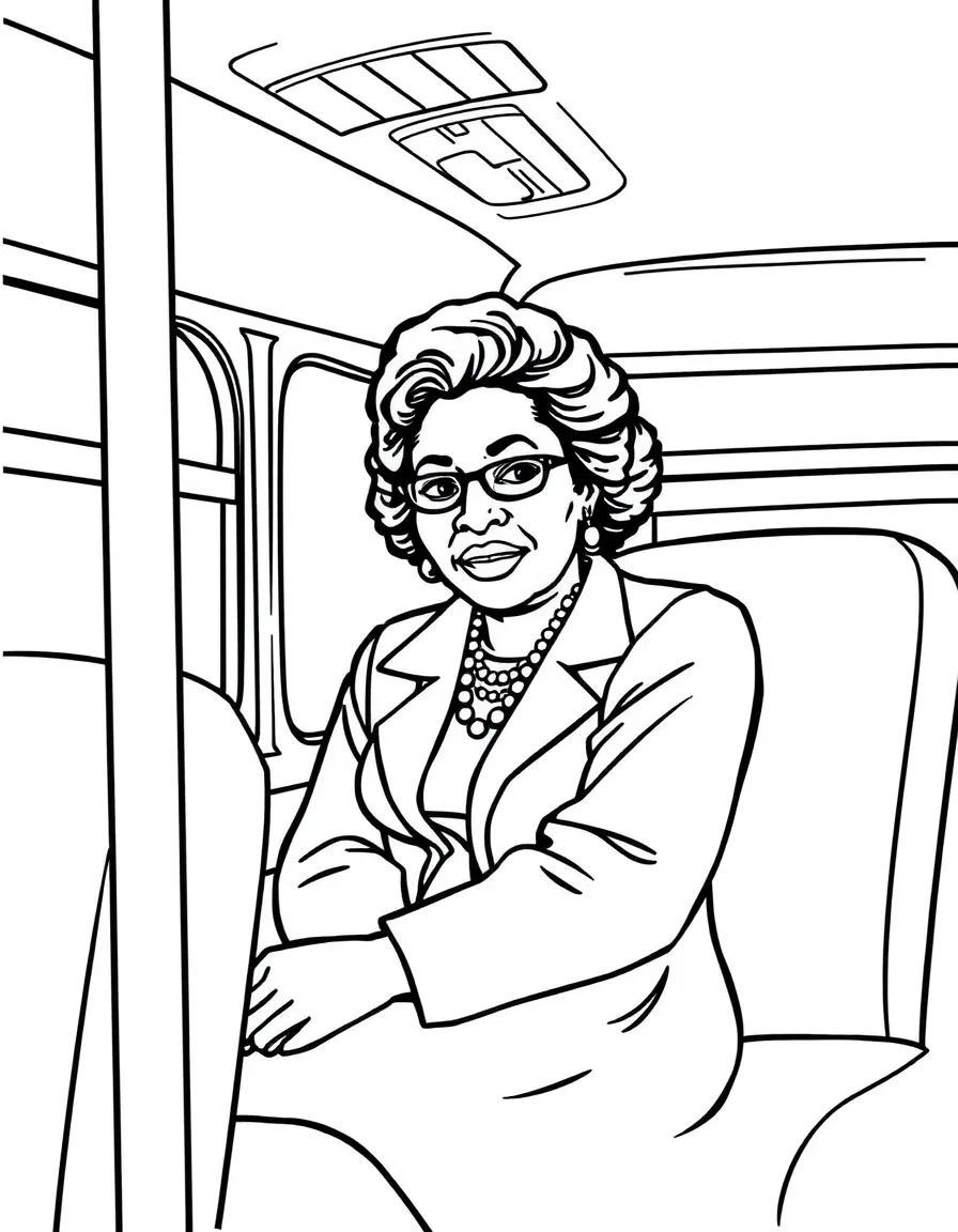 Rosa Parks sitting on a bus.