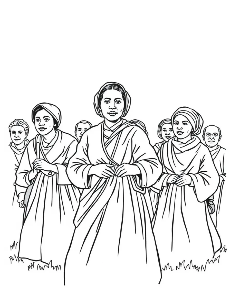 Harriet Tubman guiding a group.