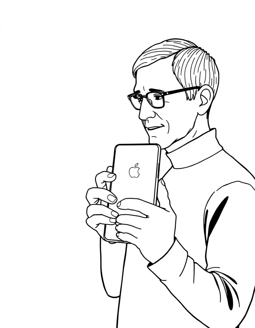 Tim Cook holding an iPhone.