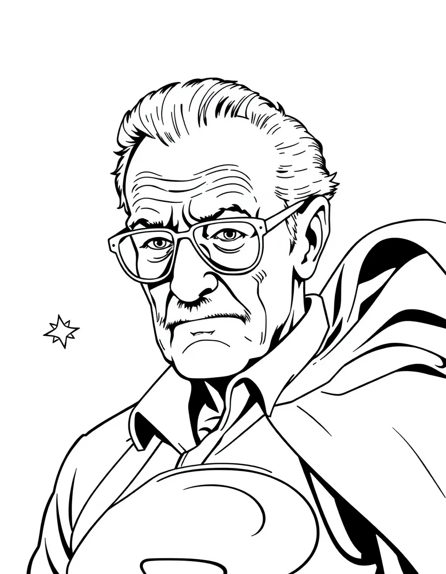 Stan Lee with a superhero.