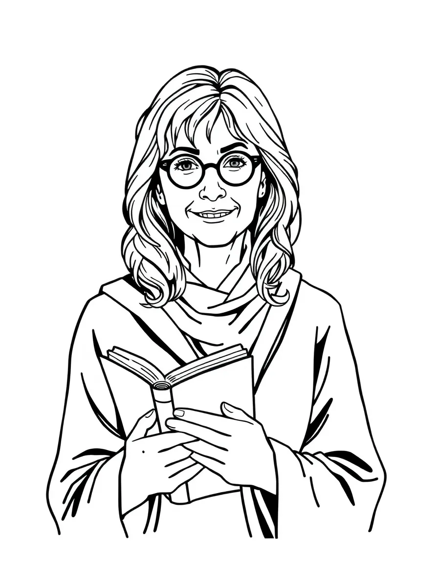 J.K. Rowling with a book.