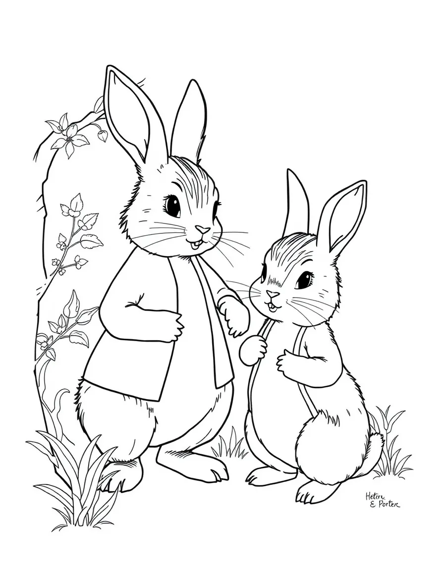 Beatrix Potter with Peter Rabbit.