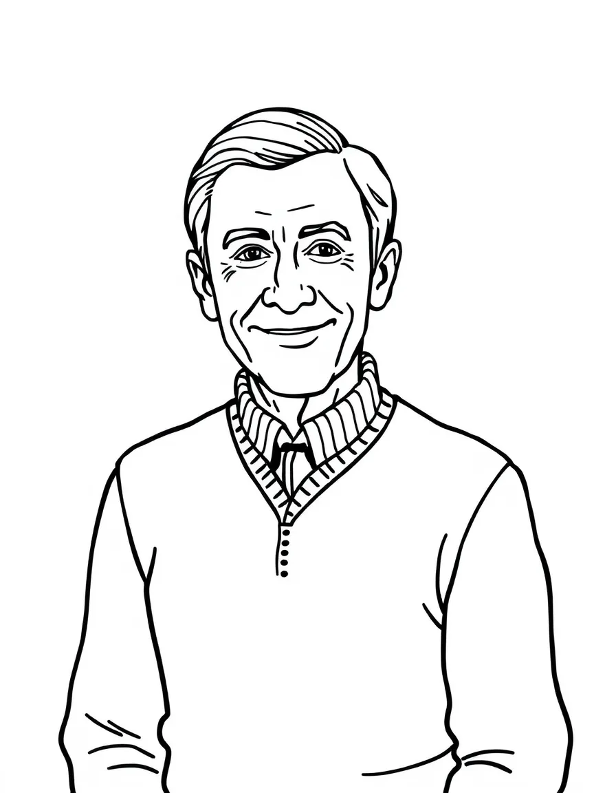A simple drawing of Mr. Rogers with a sweater.