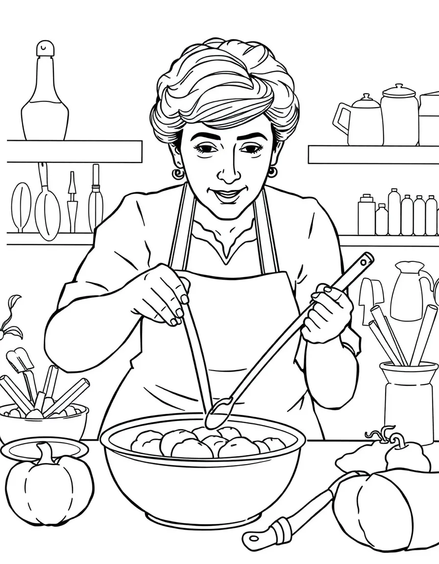 Julia Child cooking.