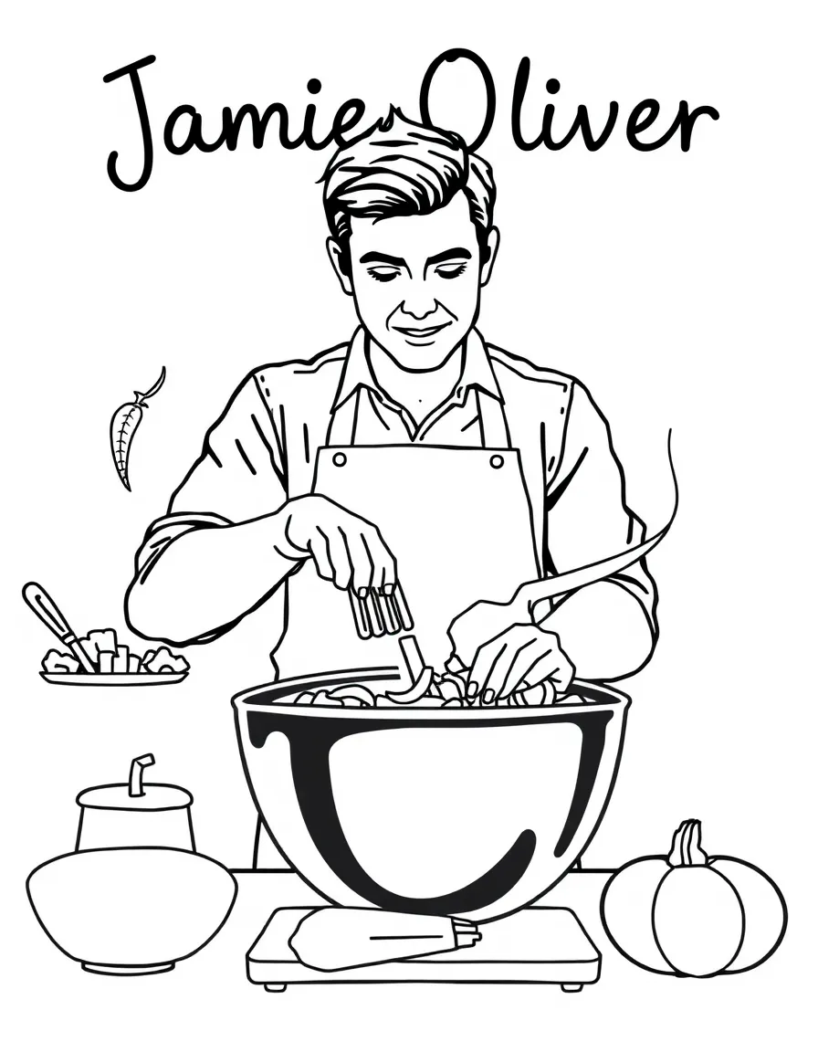 Jamie Oliver cooking.