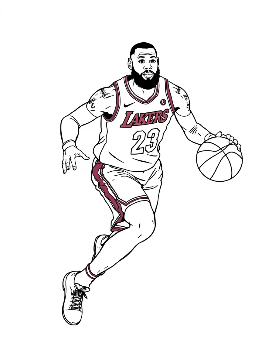 LeBron James dribbling a basketball.