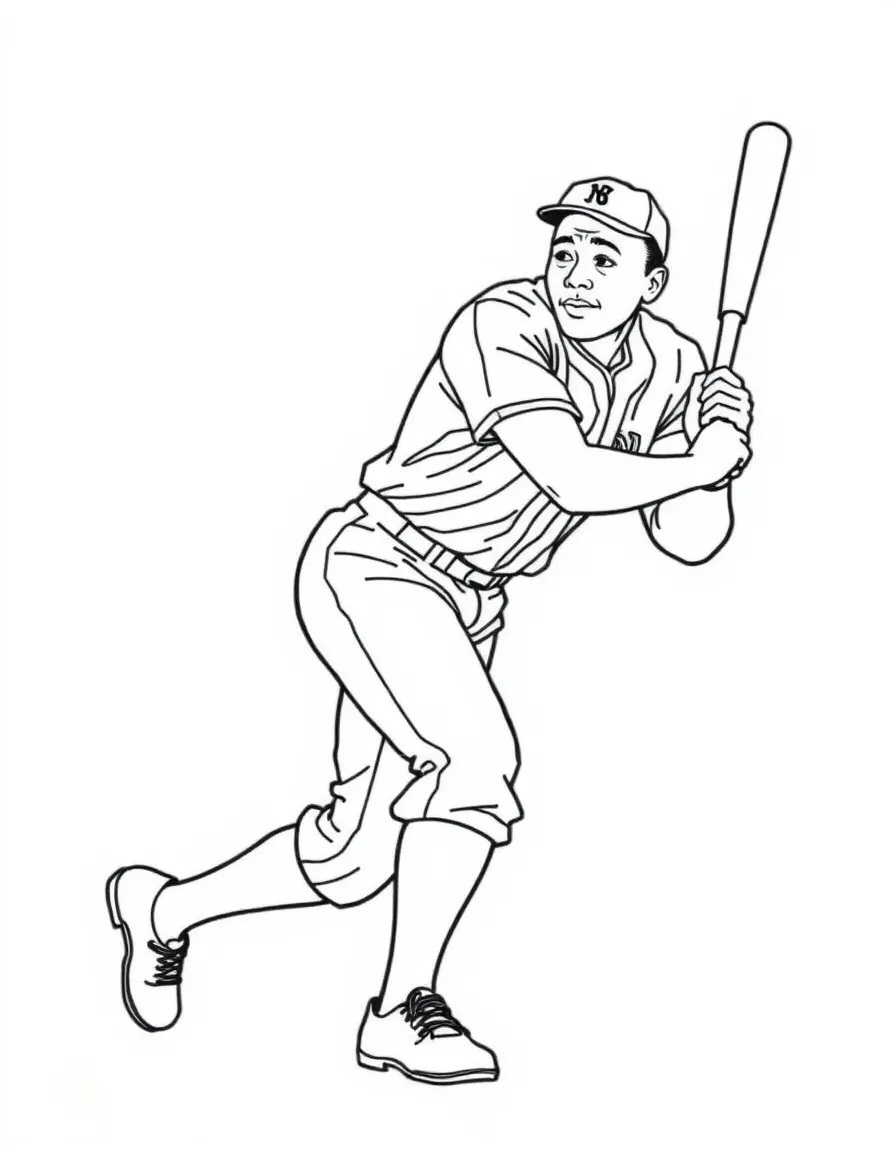 Jackie Robinson playing baseball.