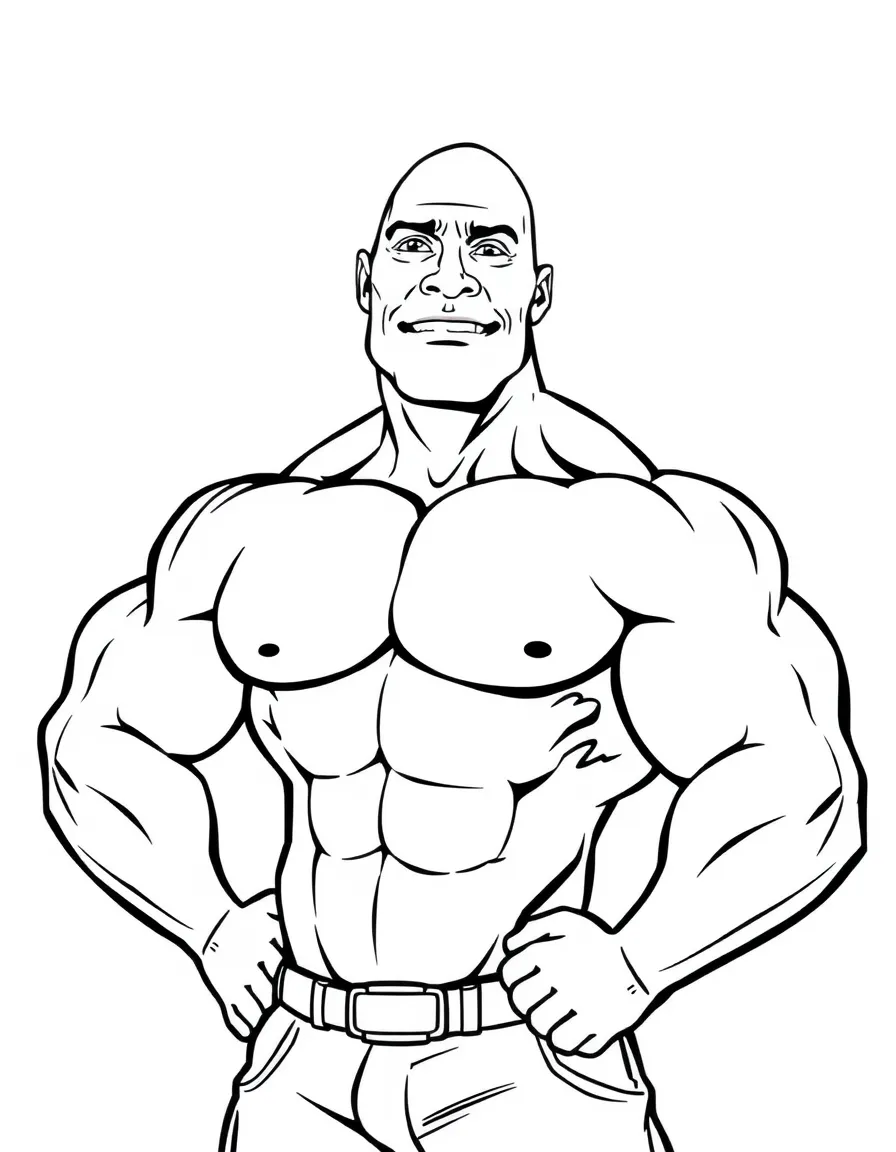 Dwayne "The Rock" Johnson flexing a cartoon muscle.