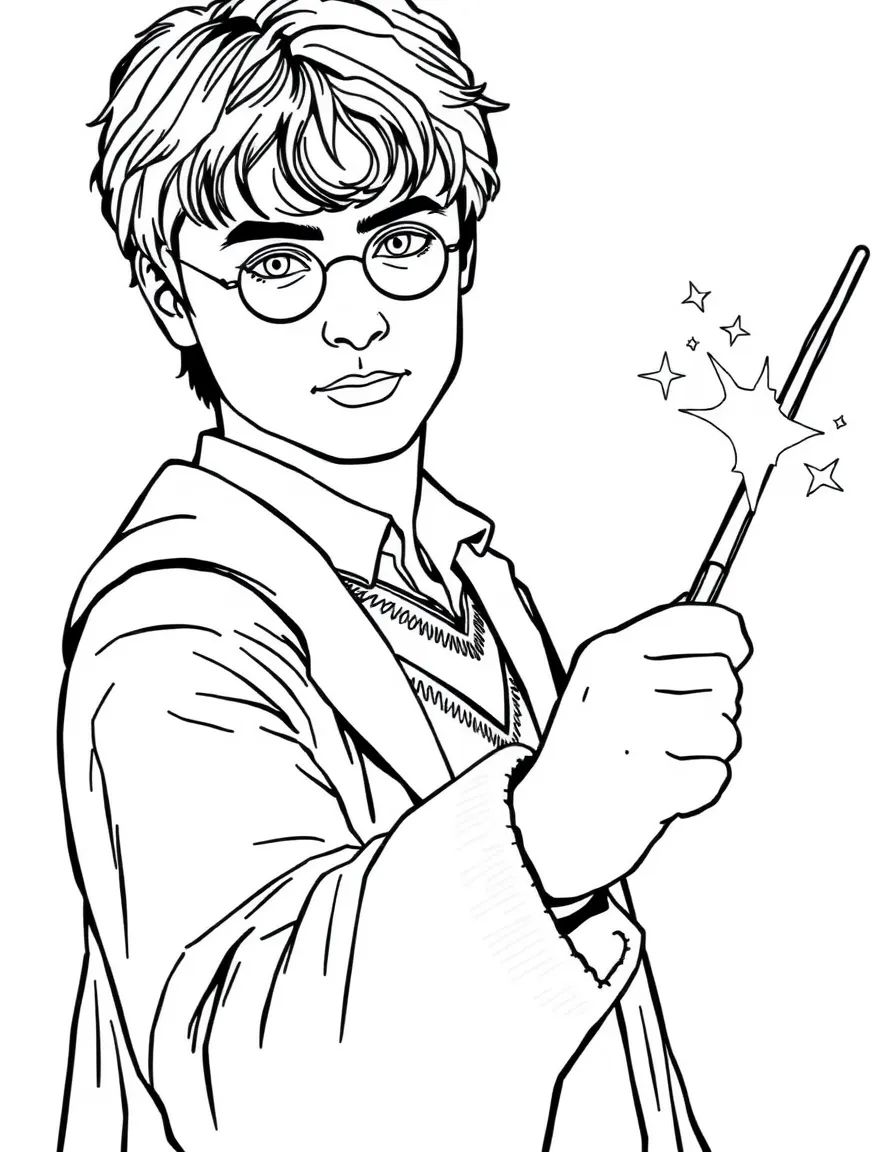 Daniel Radcliffe holding a magic wand.