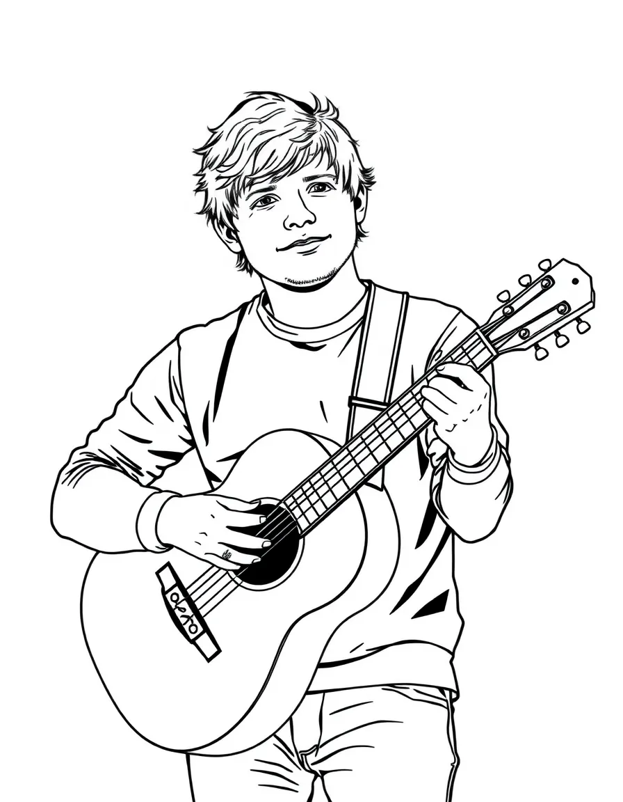 Ed Sheeran with an acoustic guitar.