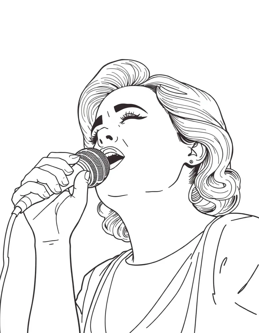 Adele singing with a powerful voice.