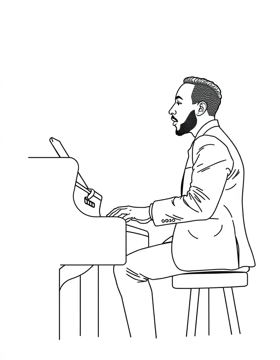 John Legend playing piano.