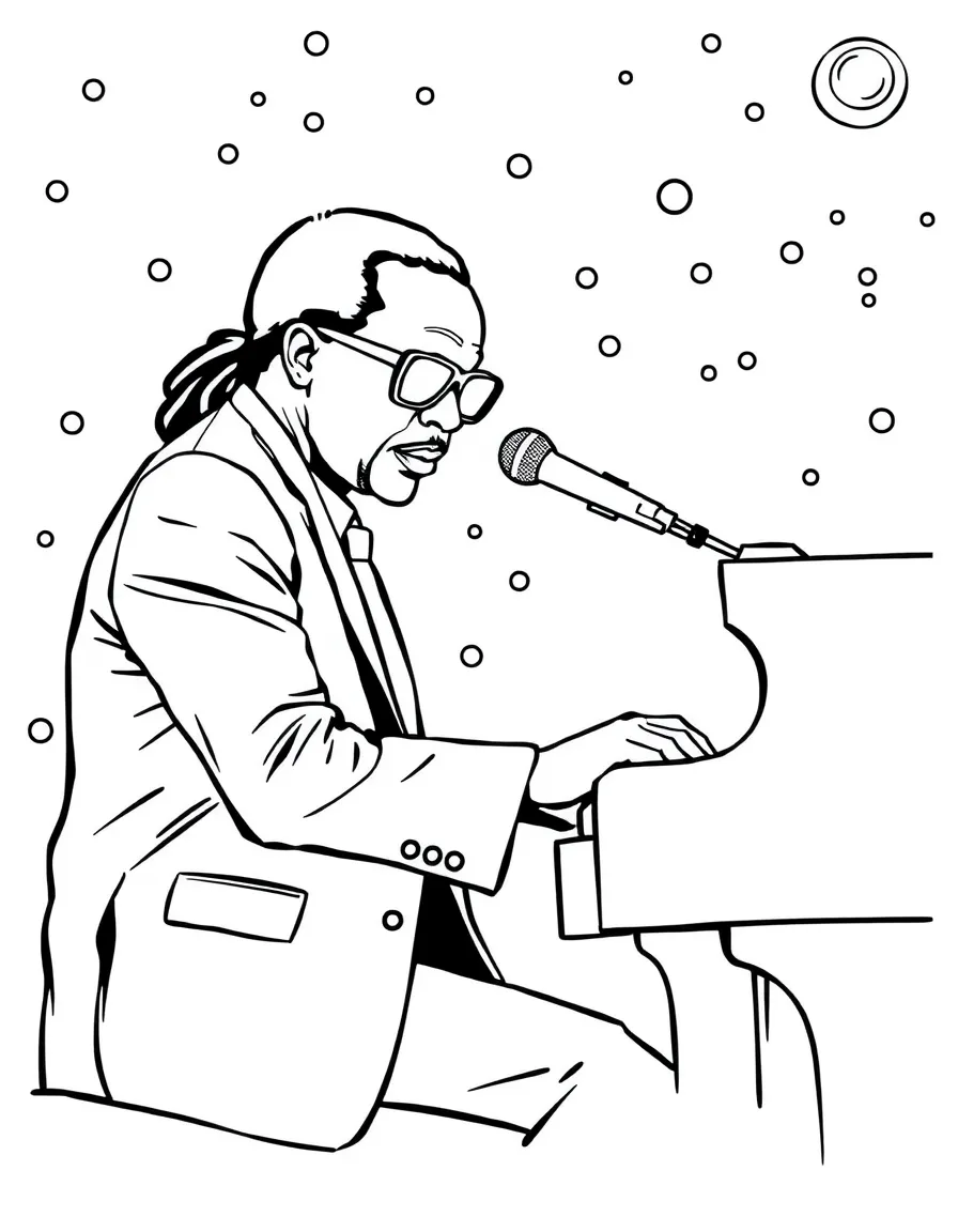 Stevie Wonder playing piano.