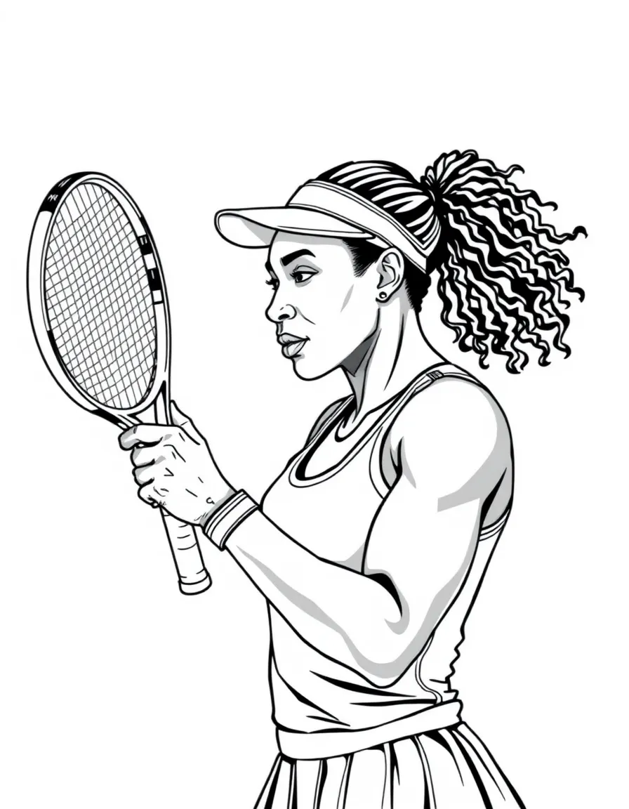 Serena Williams holding a tennis racket.