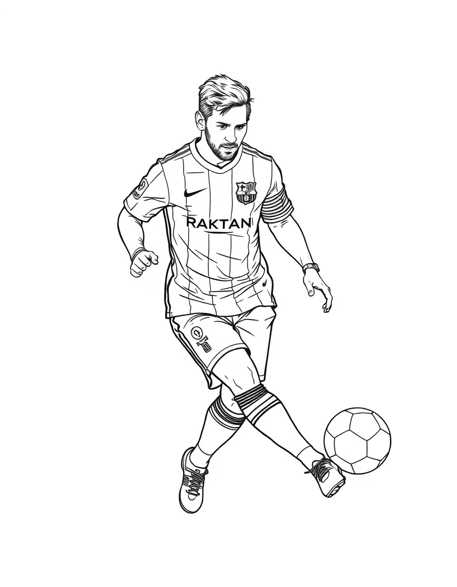 Lionel Messi dribbling a soccer ball.