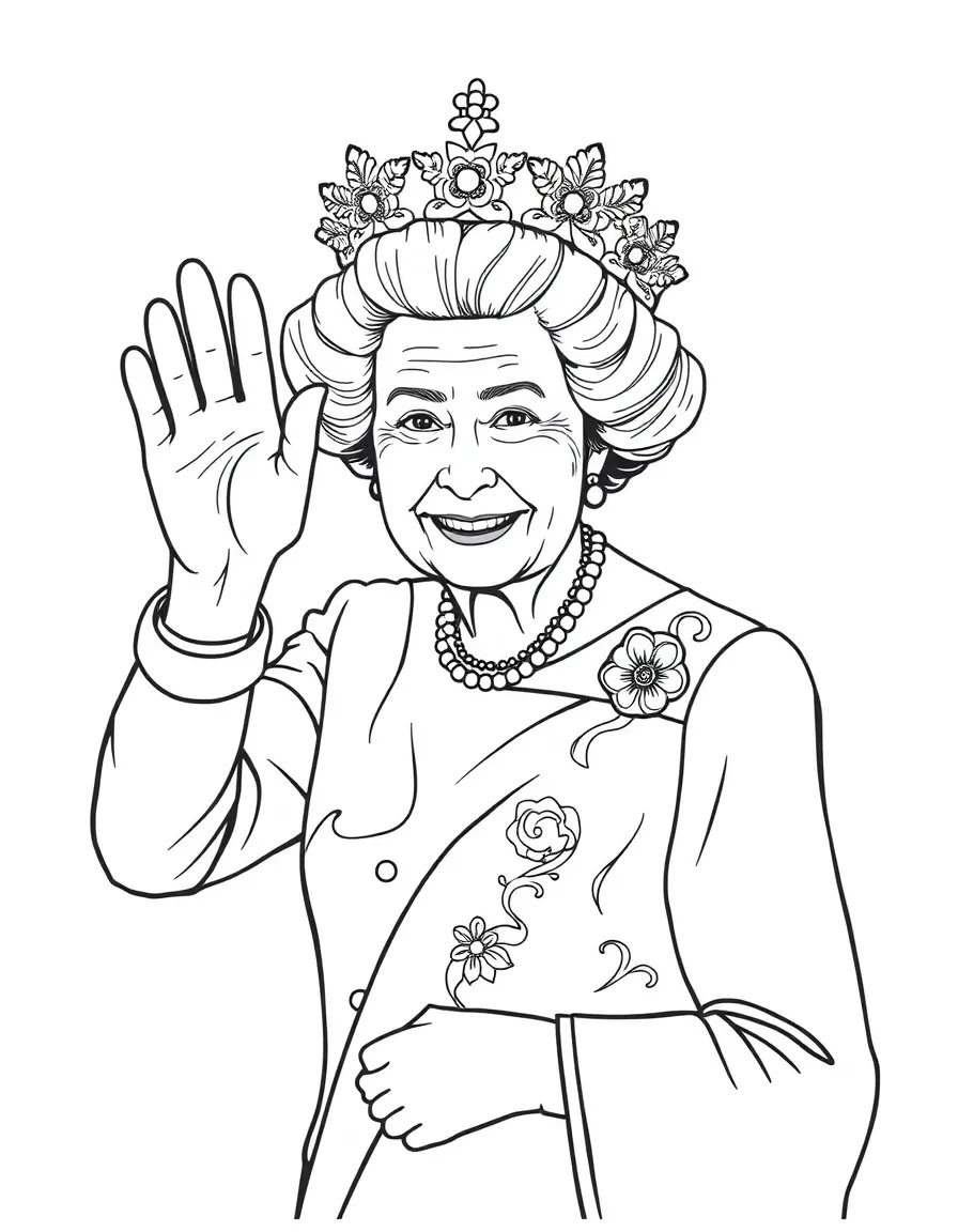 Queen Elizabeth II waving.