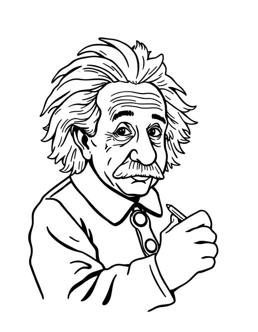 Albert Einstein writing on a blackboard.