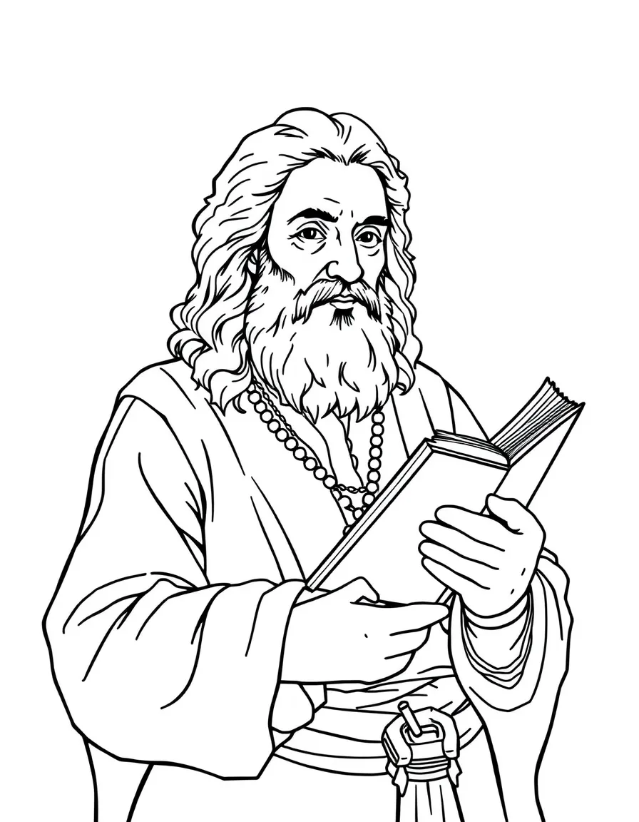 Leonardo da Vinci with his notebooks.