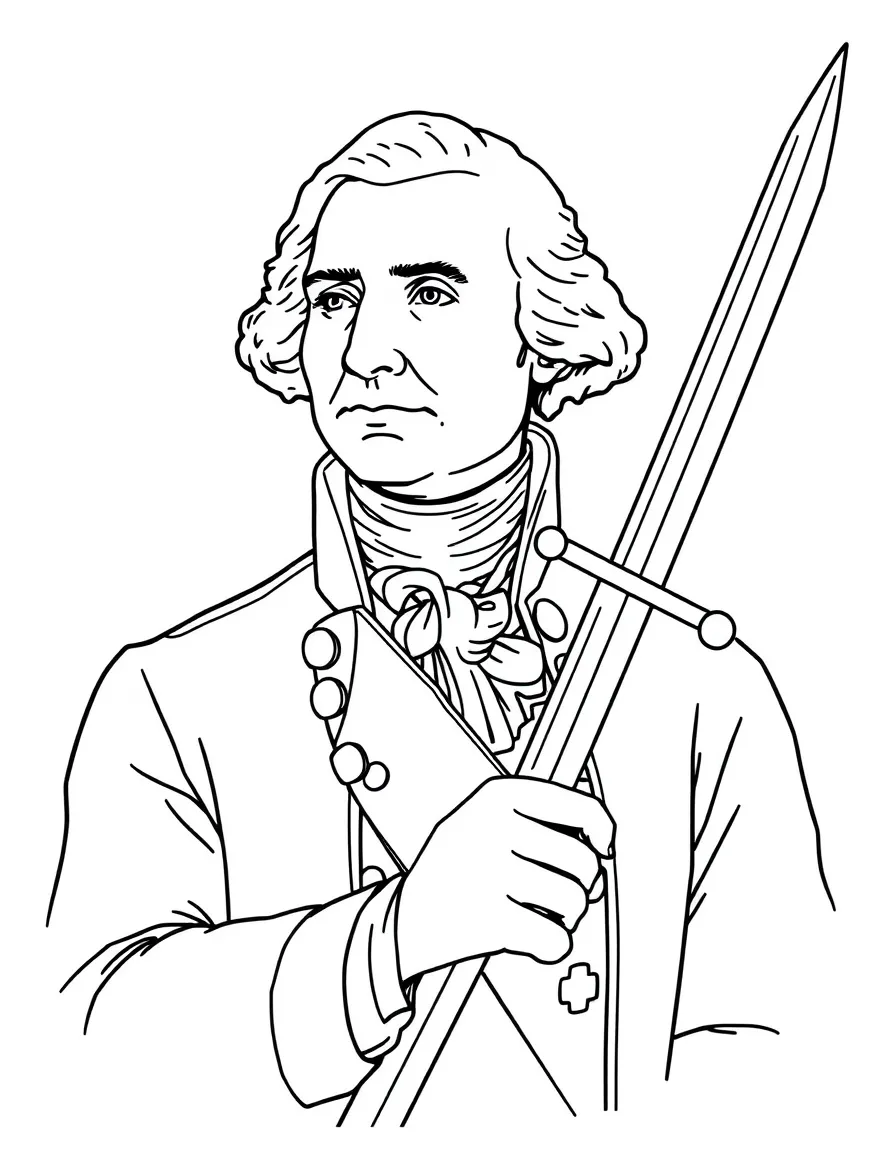 George Washington with his sword.
