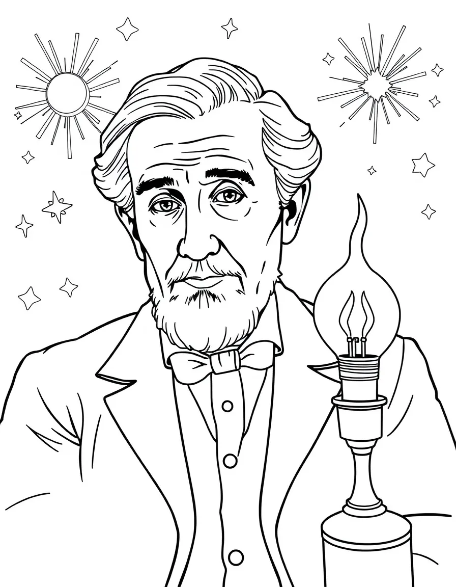Thomas Edison inventing.