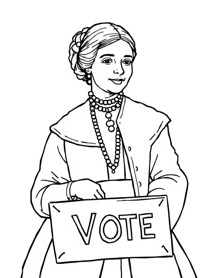 Susan B. Anthony with a "Vote" sign.