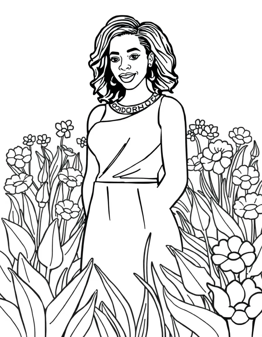 Michelle Obama in a garden.