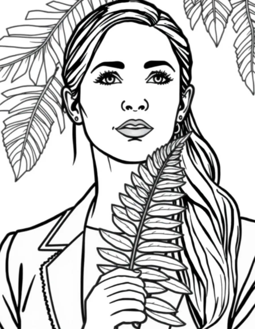 Jacinda Ardern with a fern leaf.