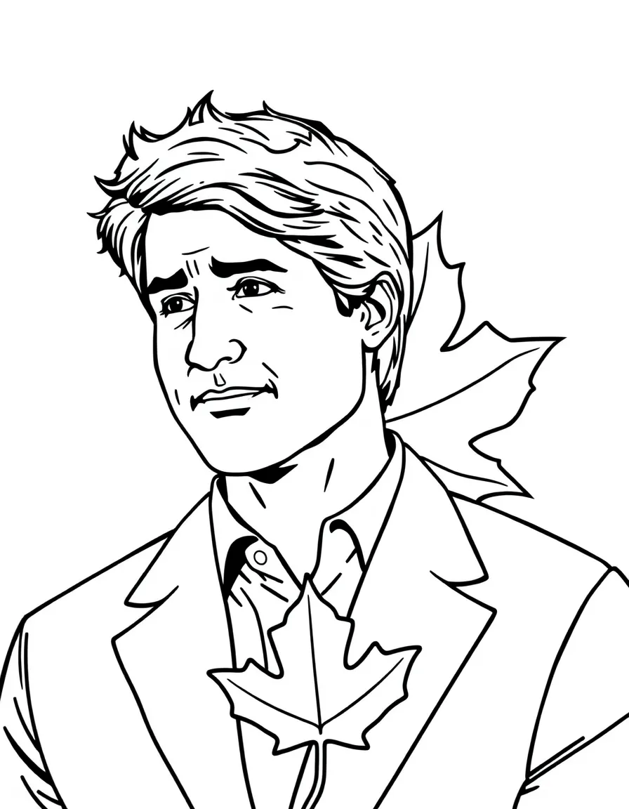 Justin Trudeau with a maple leaf.