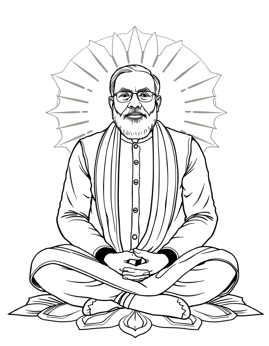 Narendra Modi meditating.