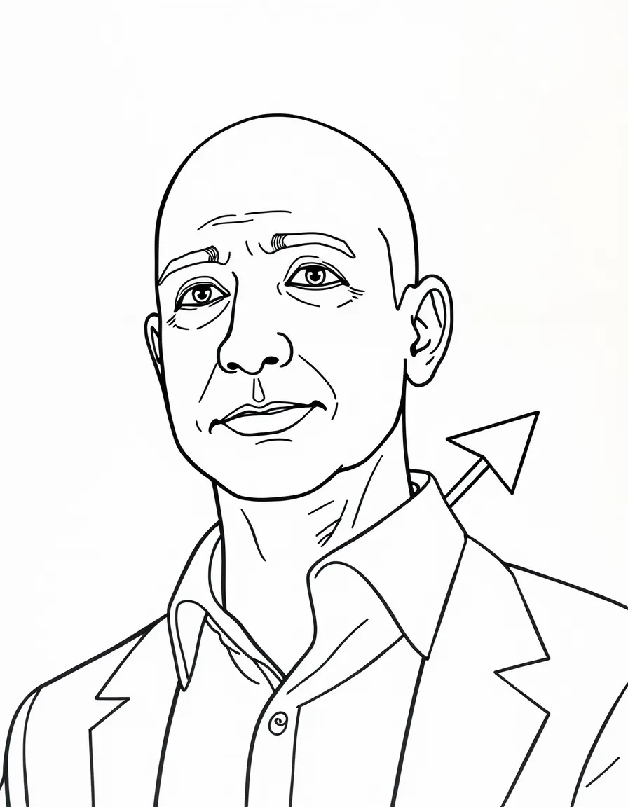Jeff Bezos with an Amazon arrow.