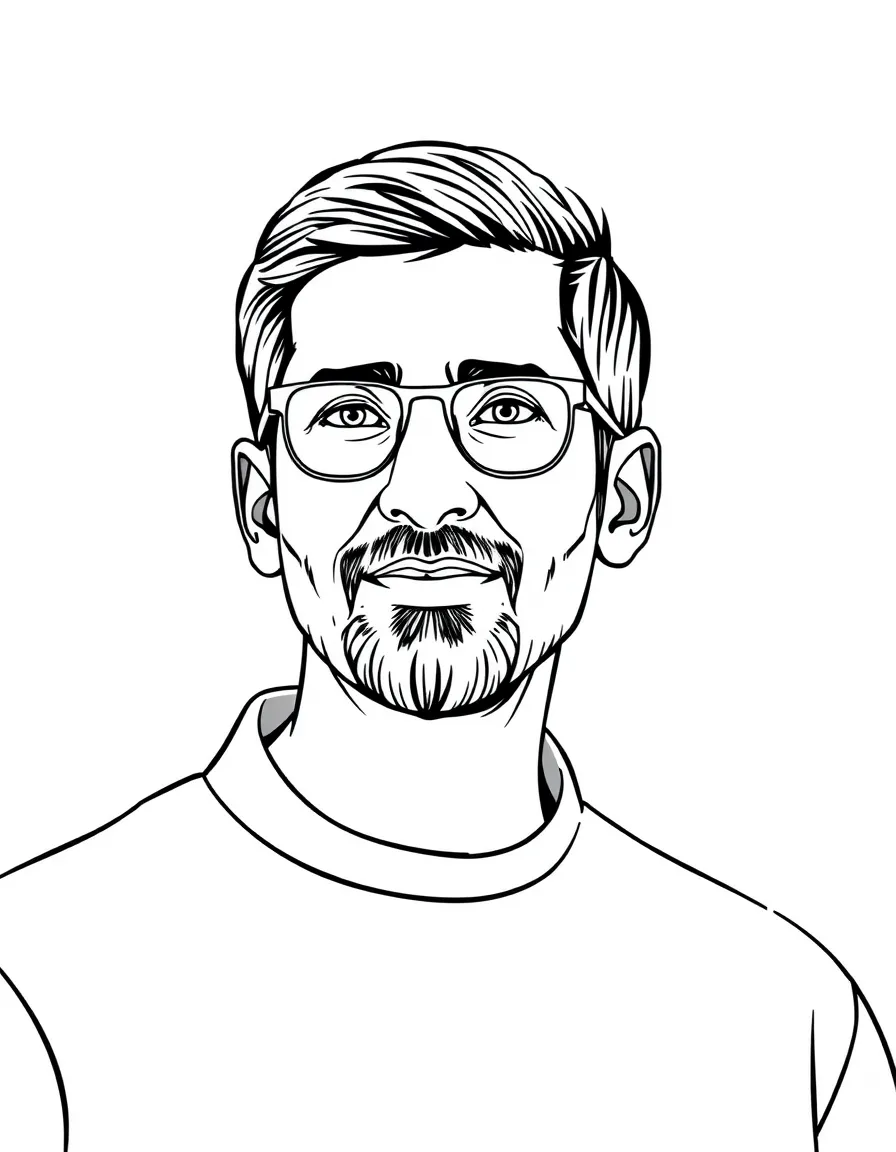 Sundar Pichai with a Google logo.