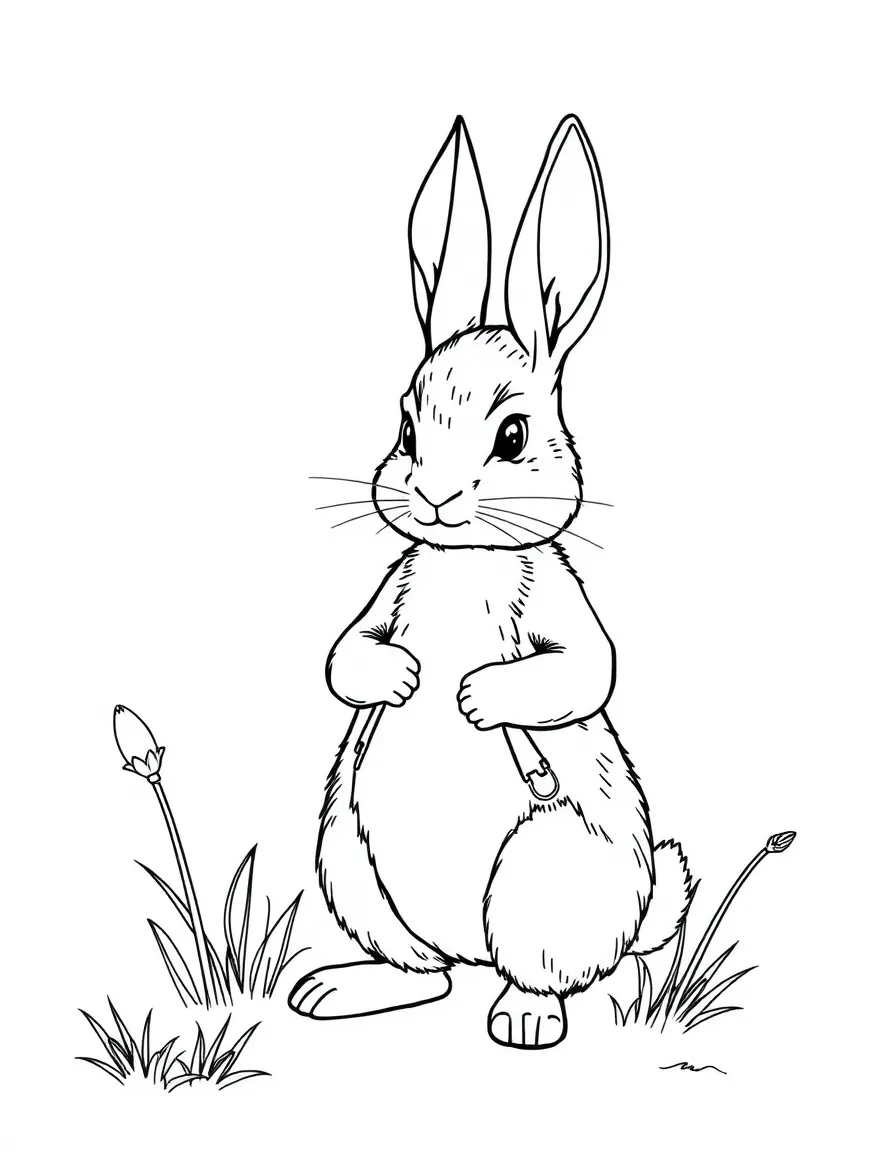 Beatrix Potter drawing Peter Rabbit.