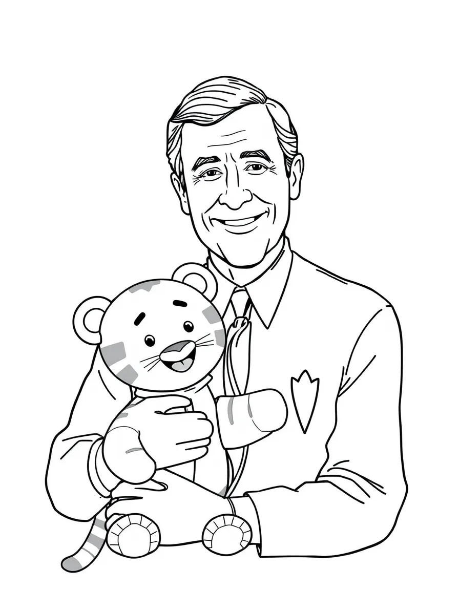 Mr. Rogers with his puppet Daniel Tiger.