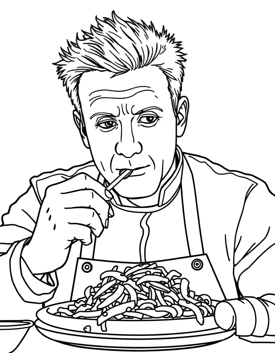 Gordon Ramsay tasting food.