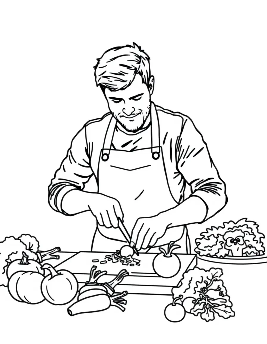 Jamie Oliver chopping vegetables.