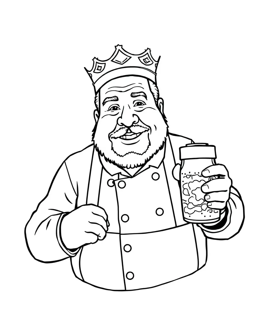 Emeril Lagasse with a spice jar.