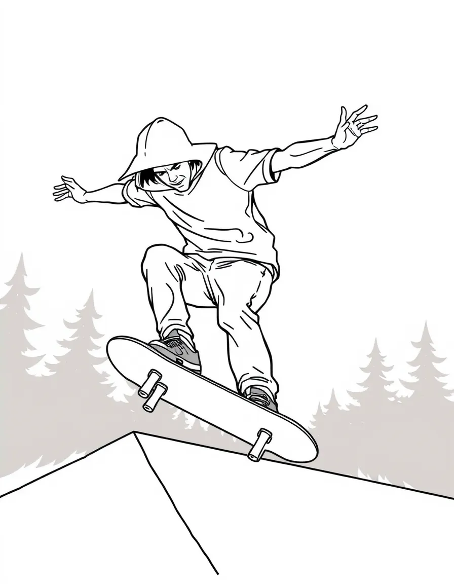 Tony Hawk doing a skateboard trick.