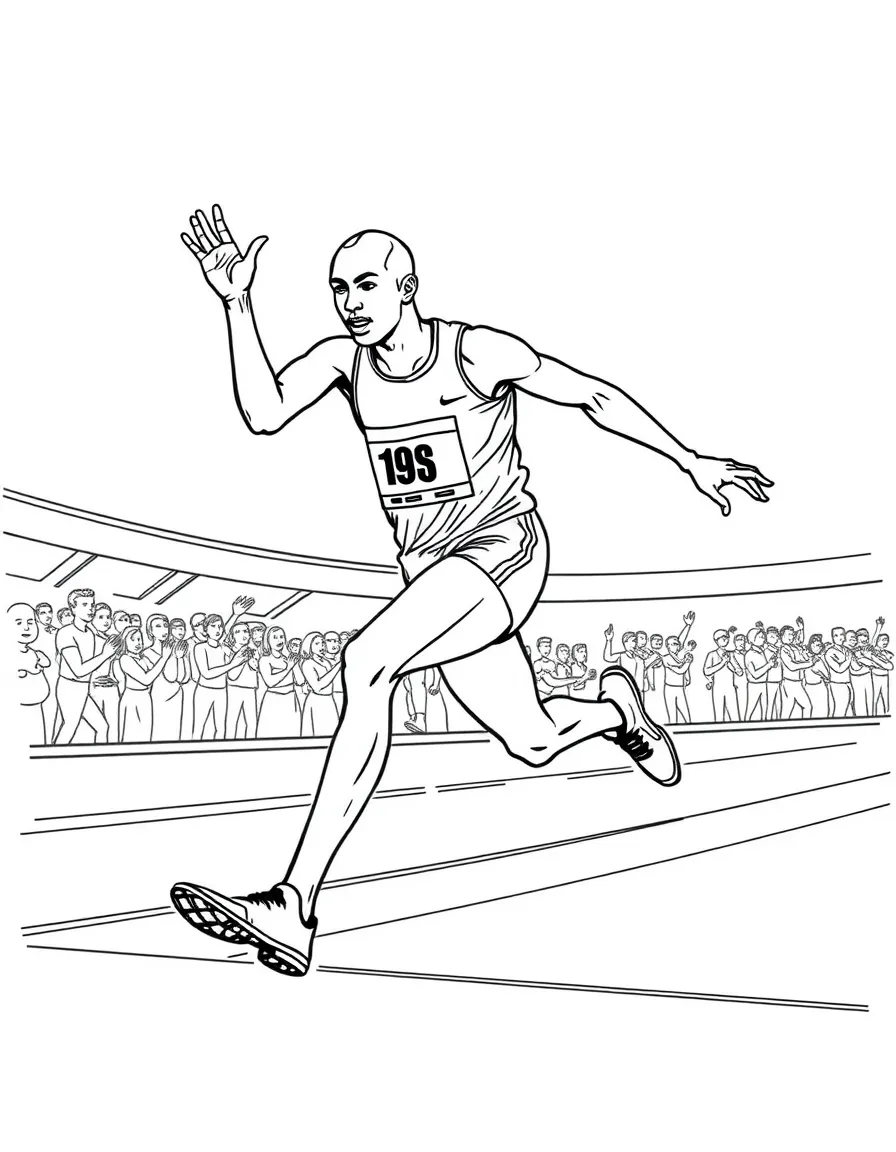 Usain Bolt crossing a finish line.