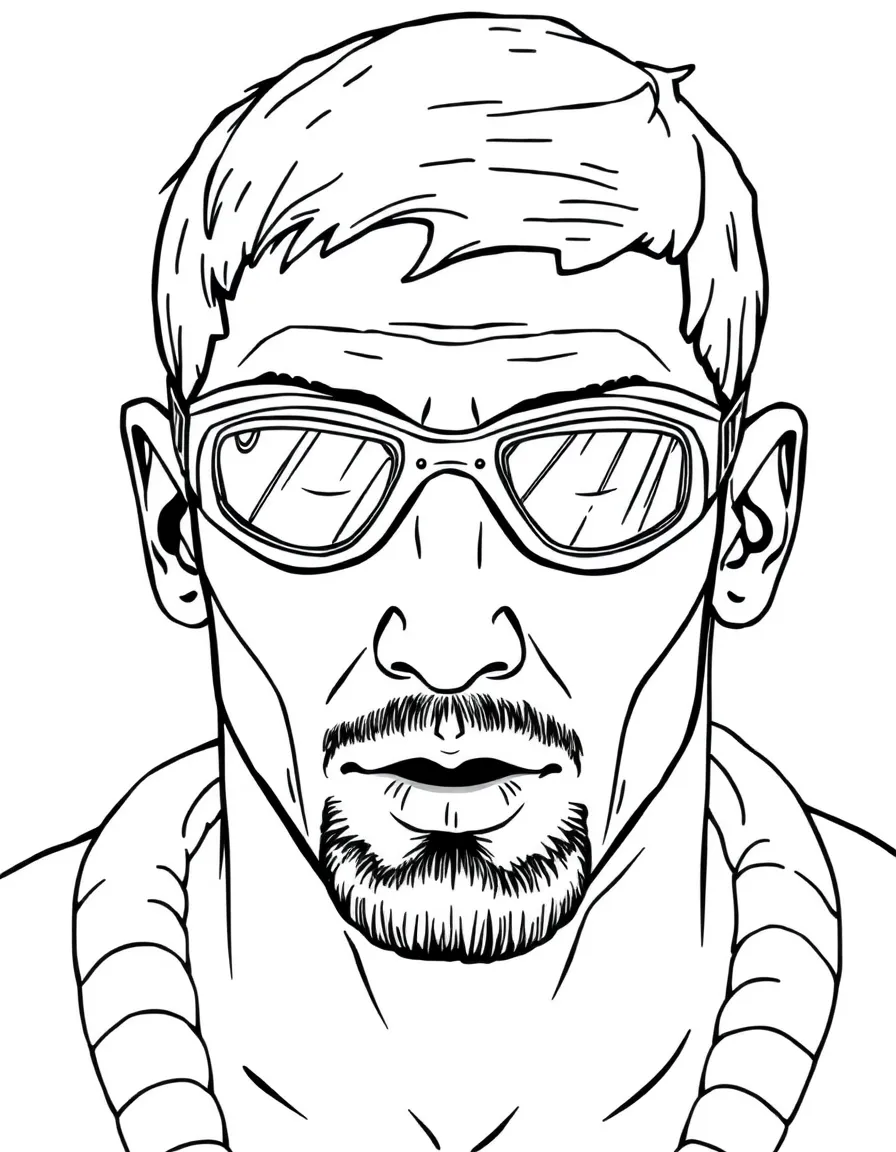 Michael Phelps with swimming goggles.