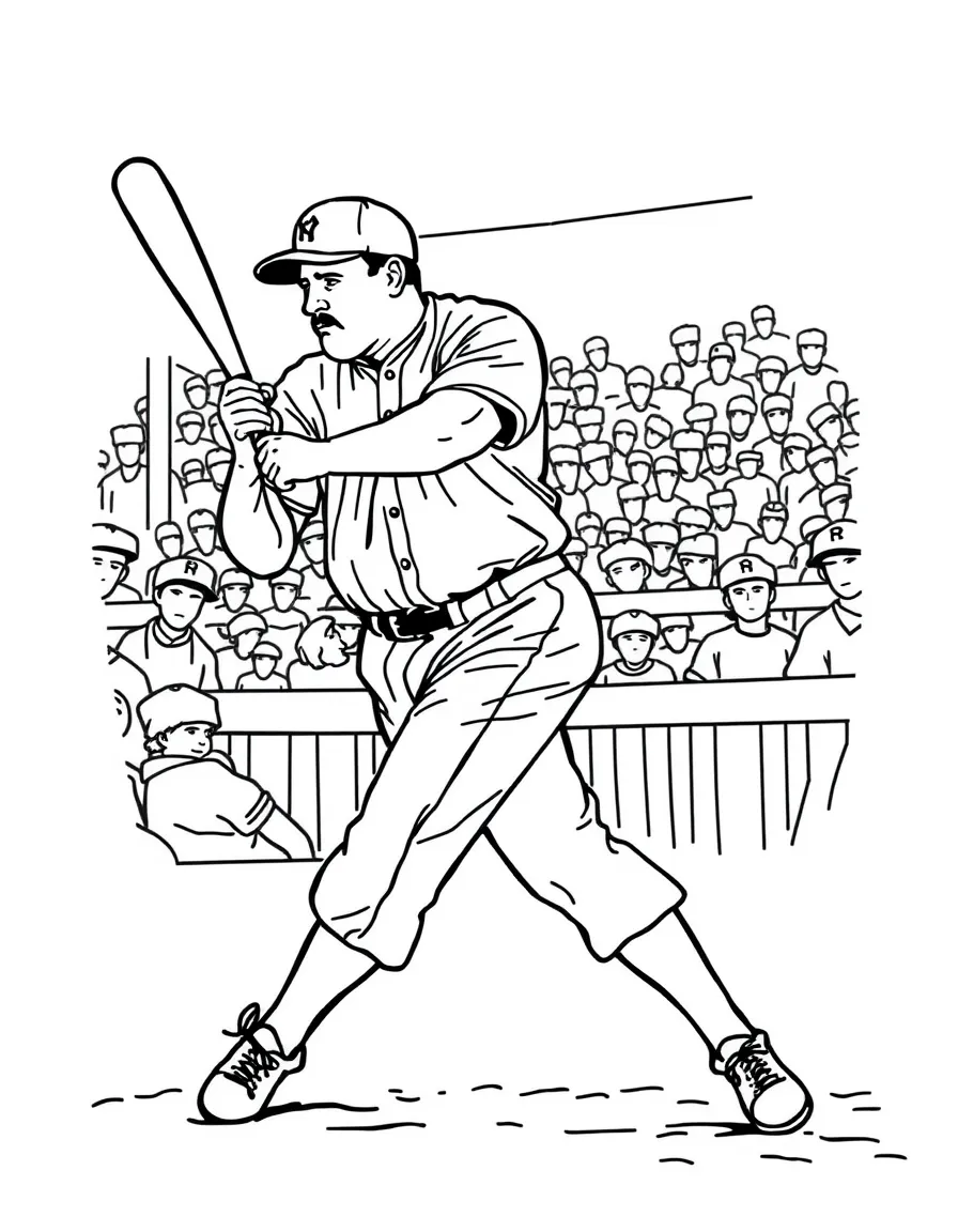 Babe Ruth hitting a home run.