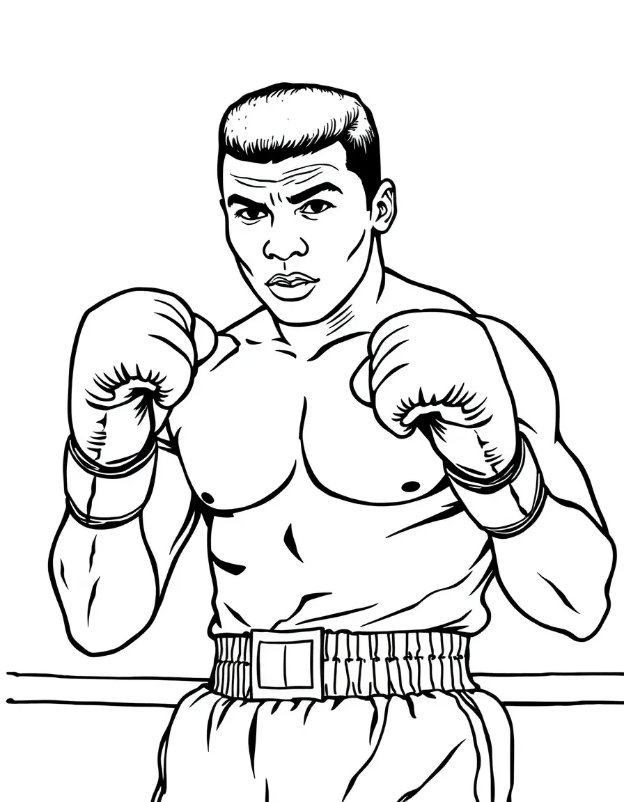 Muhammad Ali in a boxing stance.