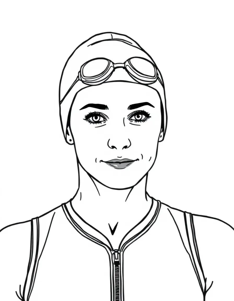 Katie Ledecky with a swim cap.