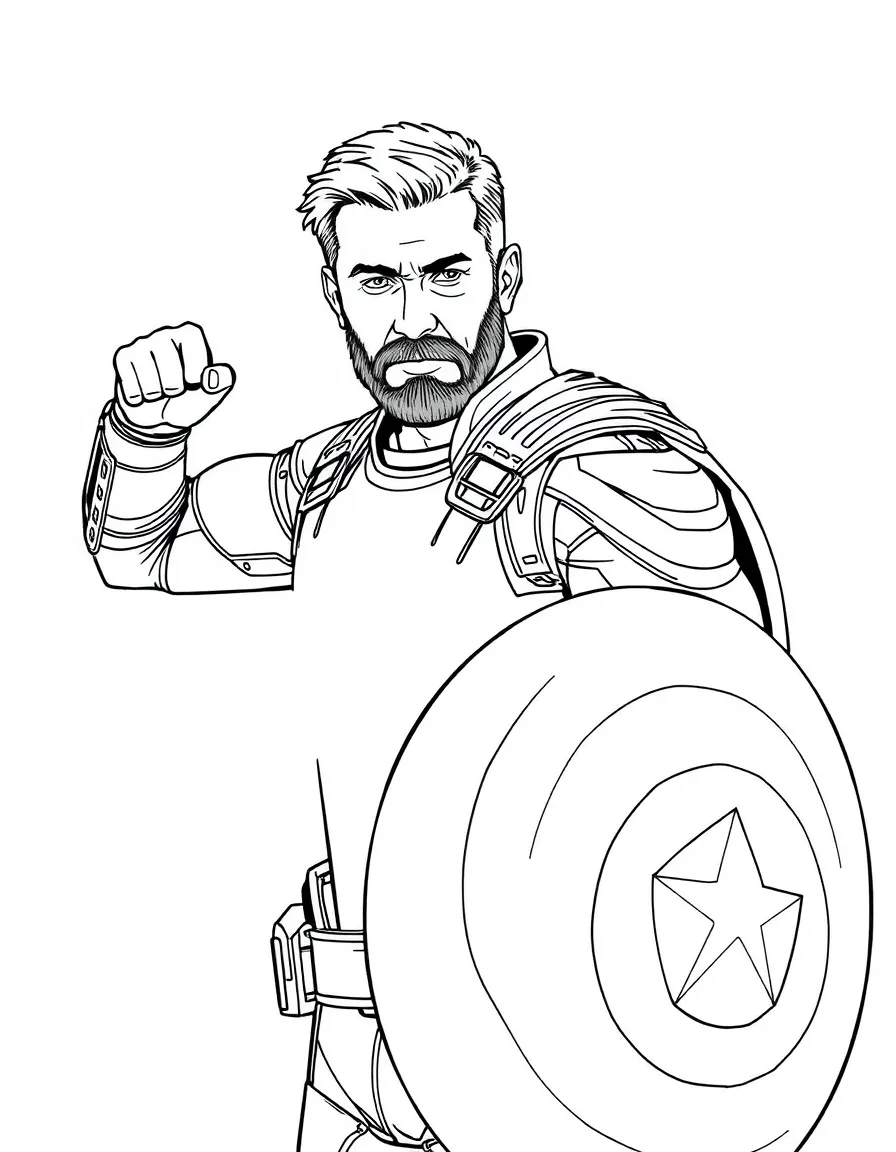 Chris Evans holding a shield.