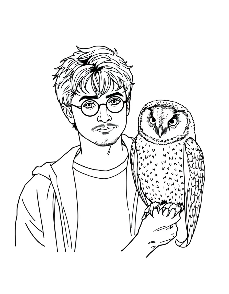 Daniel Radcliffe with his owl.