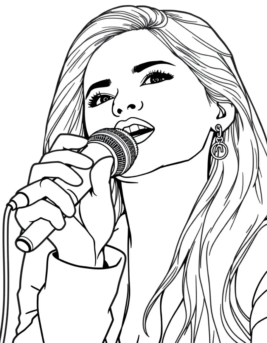 Selena Gomez with a microphone.