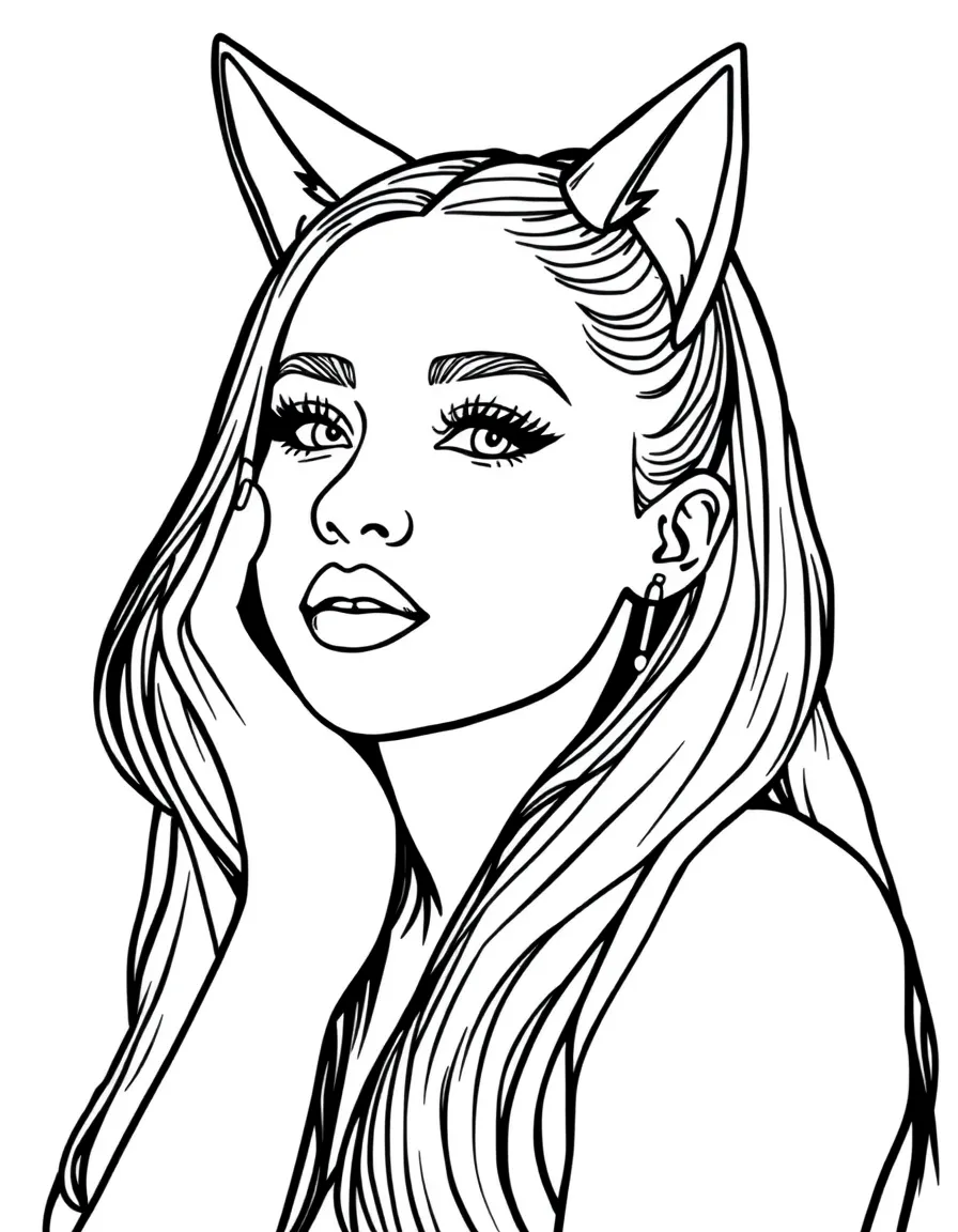Ariana Grande with cat ears.