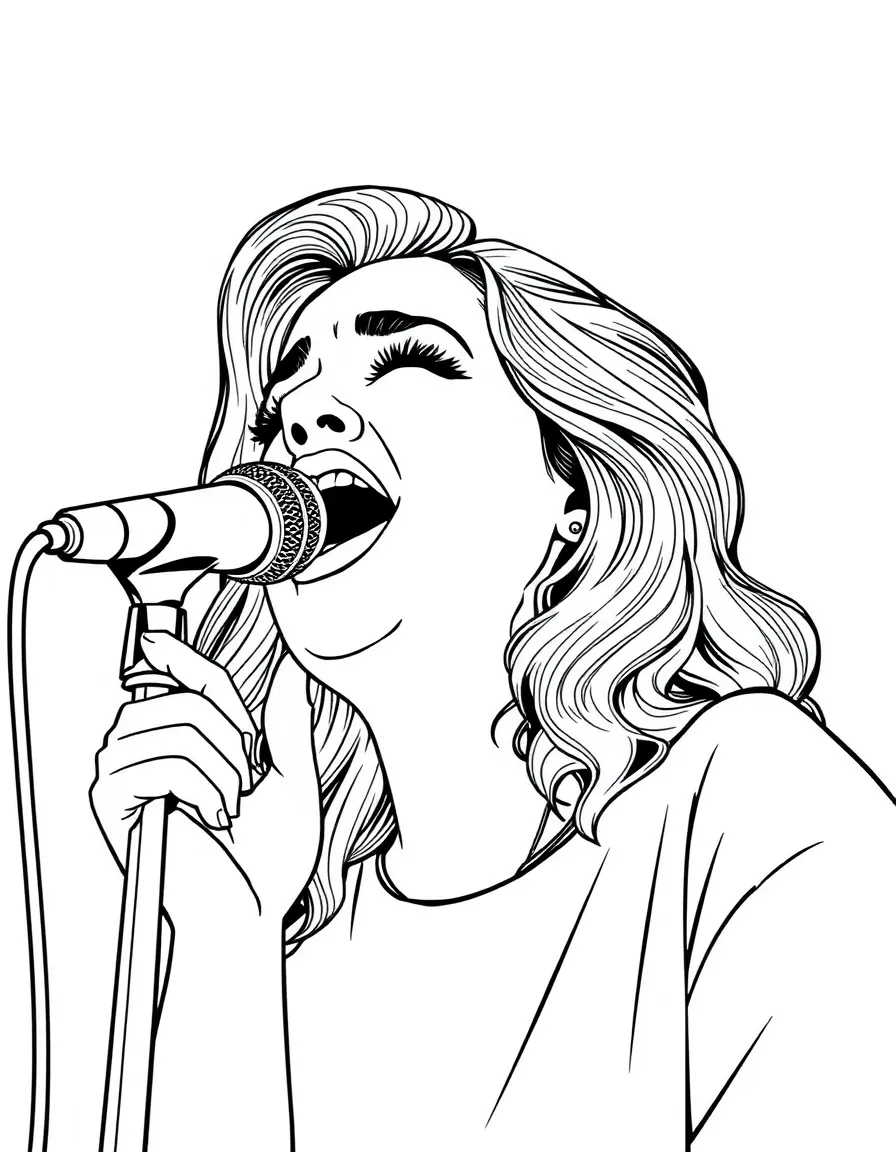 Adele singing powerfully.