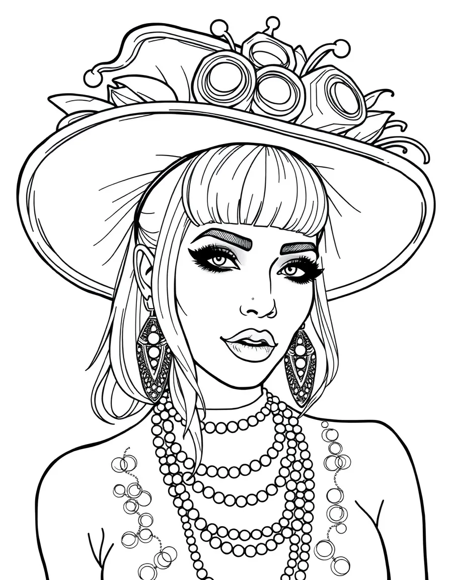 Lady Gaga with a unique hat.