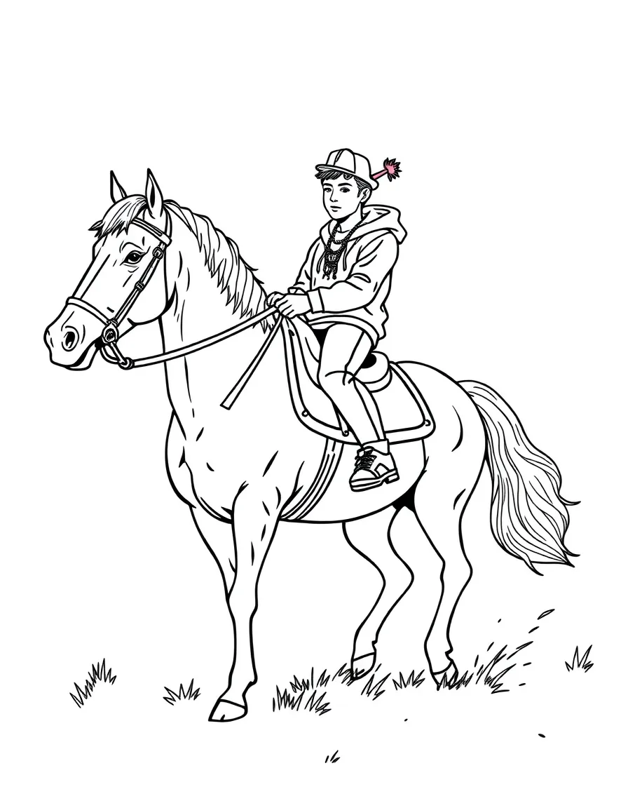 Lil Nas X riding a horse.