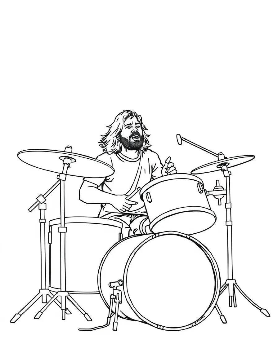 Dave Grohl playing drums loudly.